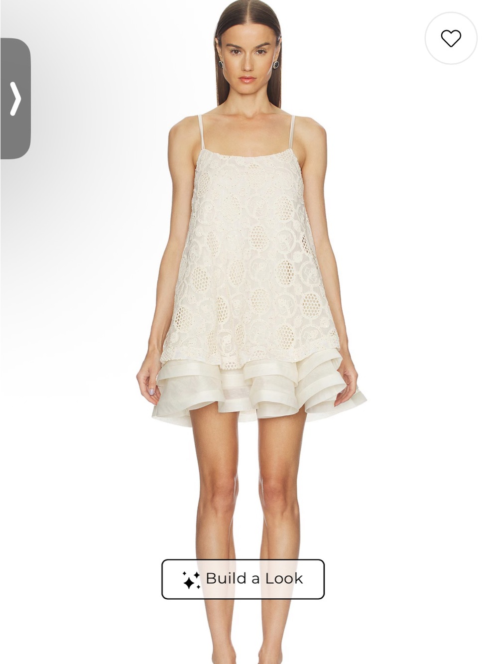 Elliatt Cream Lace Spaghetti-Strap Ruffle Mini Dress